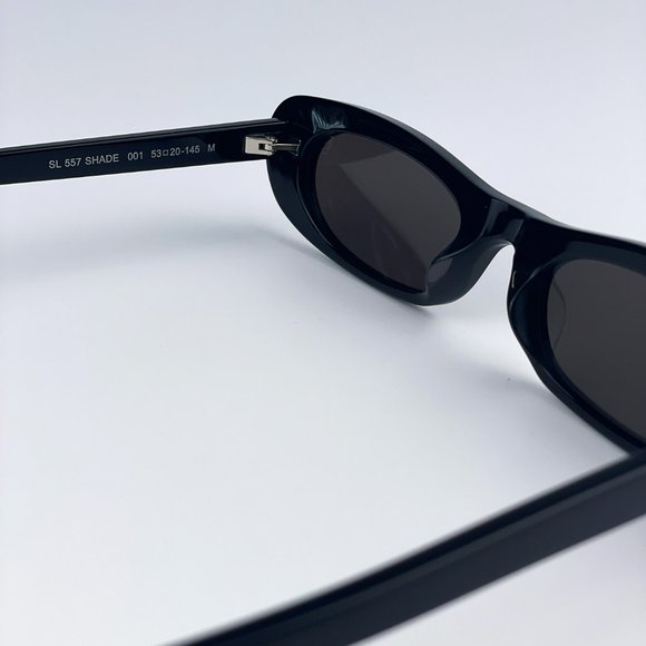 Saint Laurent SL557 SHADE 001 Sunglasses Black Grey Oval Women